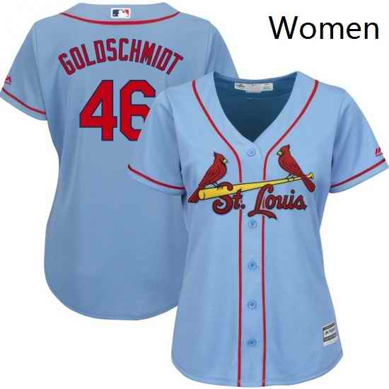 Womens St Louis Cardinals 46 Paul Goldschmidt Majestic Horizon Blue Cool Base Player Jersey